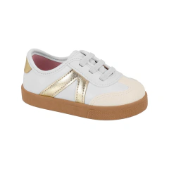 Tênis Casual Bebê Menina Molekinha Glitter Dourado Branco