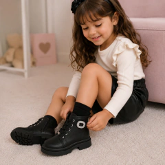 Bota Coturno Infantil Teen Feminina Molekinha Inverno Preta - comprar online
