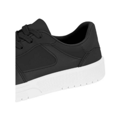 Tênis Casual Moleca Feminino Couro Costura Conforto Preto - Paneza