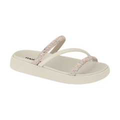 Imagem do Sandália Papete Feminina Moleca Tiras Strass Multicolorido
