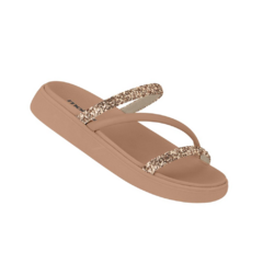 Sandália Papete Feminina Moleca Tiras Strass Multicolorido