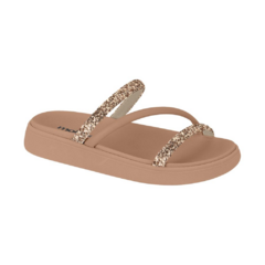 Imagem do Sandália Papete Feminina Moleca Tiras Strass Multicolorido