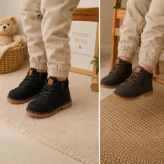 Imagem do Bota Coturno Infantil Molekinho Menino Cano Curto Cadarço Preto