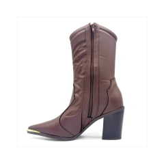 Imagem do Bota Vizzano Western Country Salto Médio Cano Longo Marrom