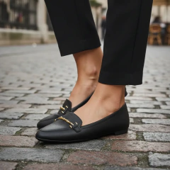 Sapato Mocassim Modare Ultraconforto Detalhe Metalizado Preto - Paneza