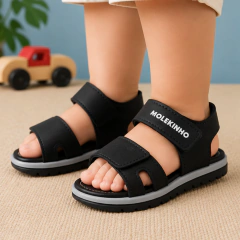 Sandália Infantil Molekinho Flex Confortável Velcro Preto - loja online