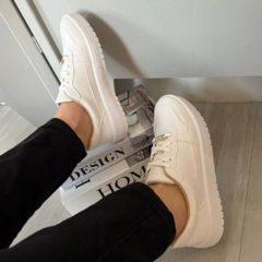 Tênis Casual Moleca Feminino Couro Costura Conforto Branco - Paneza