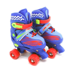 Patins Infantil Quad 4 Rodas Turma da Aventura com Kit de Proteção Tam 30 ao 33 Unitoys Azul - comprar online