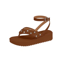Sandália Vizzano Feminina Flatform Pedrarias Conforto Marrom - Paneza