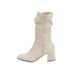 Bota Slouchy Beira Rio Salto Médio Cano Médio Franzida Branco - loja online