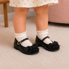 Sapatilha Infantil Bebê Molekinha Boneca Verniz Preta