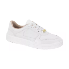 Tênis Casual Moleca Feminino Couro Costura Conforto Branco - loja online