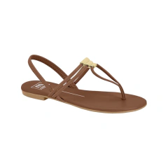 Sandália Feminina Moleca Rasteirinha Flat Tiras Duplas Avelã
