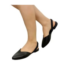 Imagem do Sapatilha Beira Rio Mule Bico Fino Feminina Slingback Elástico Preta