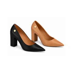 Imagem do Sapato Feminino Vizzano Scarpin Salto Alto Bico Fino Camel