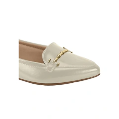 Sapato Mocassim Modare Ultraconforto Detalhe Metalizado Off White - loja online