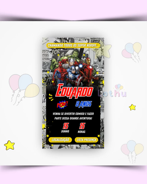 Convite Interativo Vingadores - comprar online