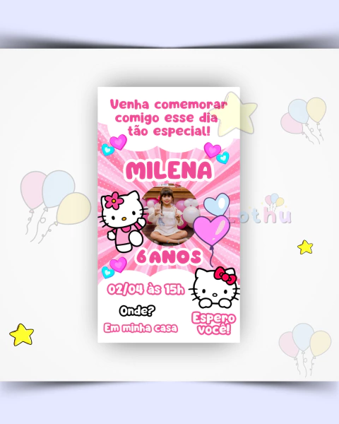 Convite Animado Hello Kitty com foto