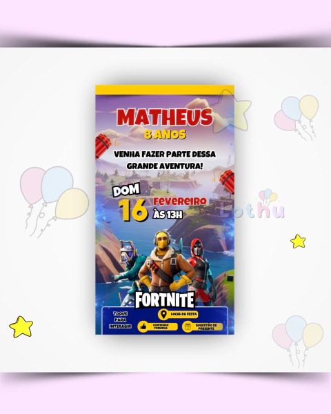 Convite Interativo Fortnite