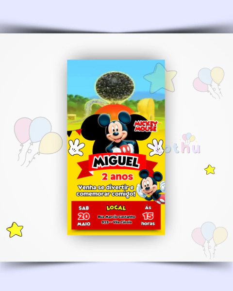 Convite Animado A casa do Mickey com foto