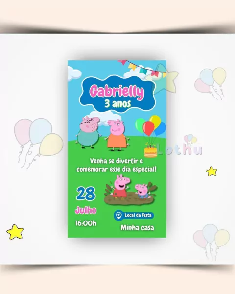 Convite Digital Peppa Pig