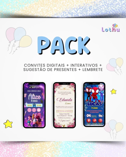 Pack de Convites Digitais Editáveis – Canva