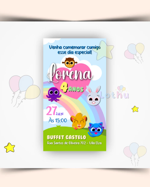 Convite Digital Bolofofos Menina