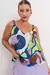 Blusa de seda estampada con bretel torsido y buche en espalda - paogiovini