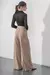 Pantalon palazzo de crepe pesado con pinzas y lazo - tienda online
