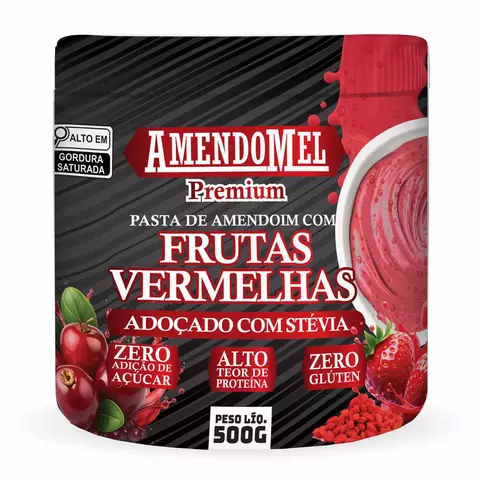 Pasta de Amendoim com Frutas Vermelhas zero açúcar linha premium 500g -amendomel - comprar online