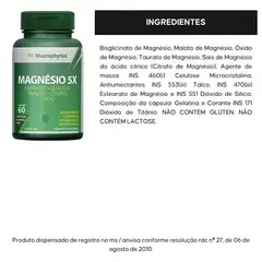 Magnésio 5x com 60 cápsulas - Macrophytus - Semente Viva