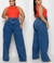 Calça feminina wide leg plus size jeans cintura alta Sem lycra fashion