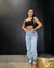 Calça Mom Marmorizada Jeans Lisa Cintura Alta Feminina Levanta Bumbum na internet