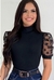 Blusa Tule Manga Curta Luxo Elegante Poá Blogueira