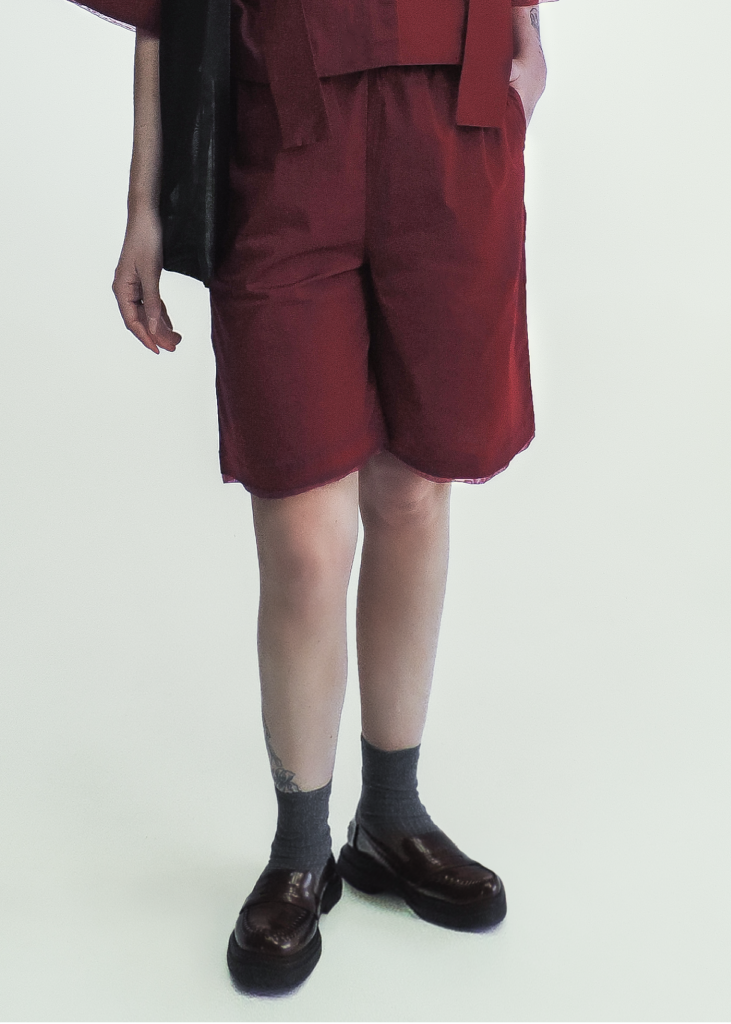 Shorts cotton bordô