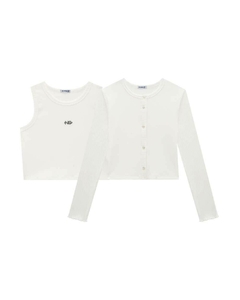 CONJUNTO CARDIGAN E REGATA EM CROPPED EM MALHA CANELADA SOFT 2251013 na internet