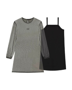 CONJUNTO VESTIDO EM TELINHA METALIC + VESTIDO EM COTTON 2251023 na internet