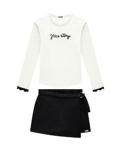 CONJUNTO BLUSA EM MALHA CANELADA E SHORT SAIA EM MOLETOM FELPADO 2251026 - comprar online
