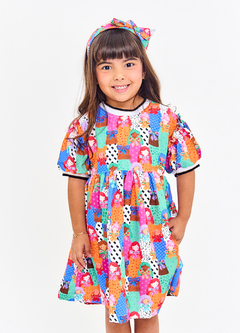 VESTIDO AMIGAS FASHIONISTAS PRETO E BCO 62251 - comprar online