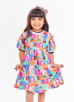 VESTIDO AMIGAS FASHIONISTAS PRETO E BCO 62251 - Loja Amorê