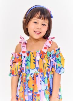 VESTIDO COLOR FLOR ROSA E LARANJA 62267 - loja online