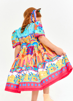 VESTIDO A FESTA VAI COMECAR BALANCE LARANJA E AZUL 62294 na internet
