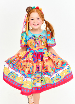 VESTIDO A FESTA VAI COMECAR BALANCE LARANJA E AZUL 62294 - comprar online