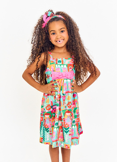 VESTIDO MEU MUNDINHO VERDE E ROSA 62301 - comprar online