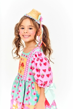 VESTIDO A FESTA VAI COMECAR BALANCE VERDE E ROSA 62296 - loja online