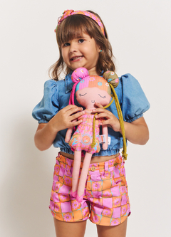 ALMOFADA FLOWER POWER ROSA E LARANJA U - comprar online