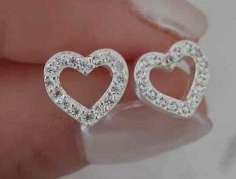 Aros corazon pegados a la oreja/plata - comprar online
