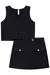 Conjunto blusa cropped e saia em molecotton e tule preto - Pithucos Kids