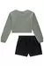 Blusao boxy ml e short verde - Pithucos Kids