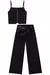 Cj top cropped e wide leg em alfaiataria preto - Pithucos Kids